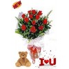 12 Red Roses & Teddy 