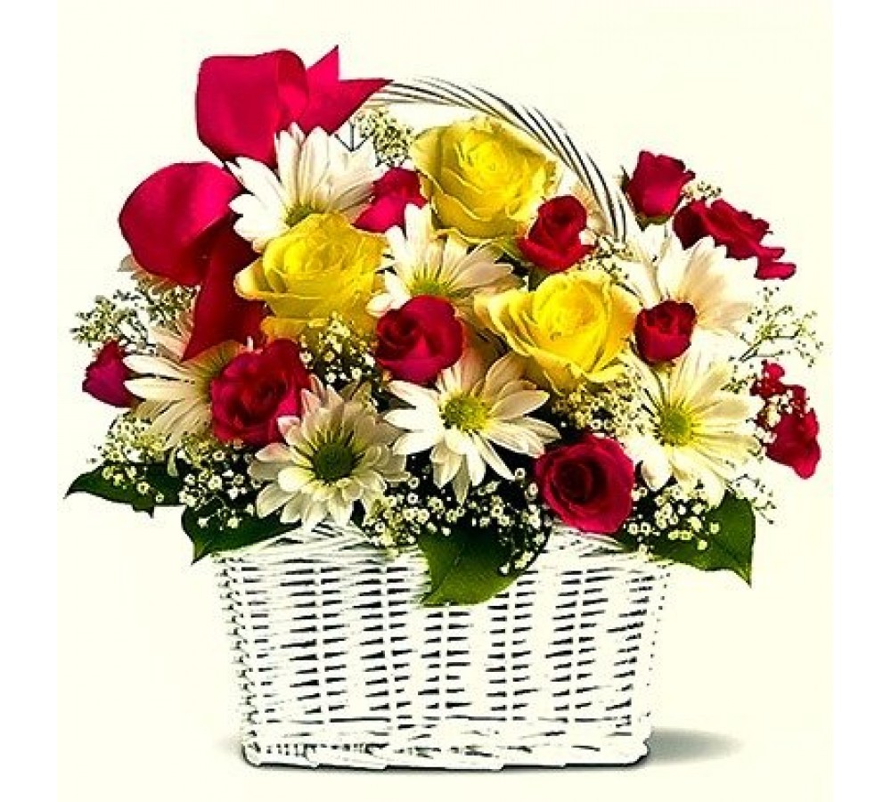 Basket Of Mixed Seasonal Flowers