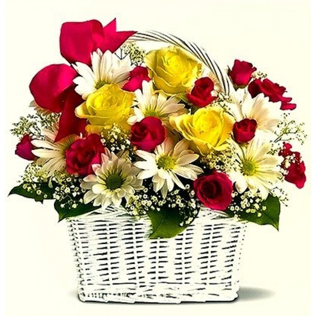 Basket Of Mixed Seasonal Flowers