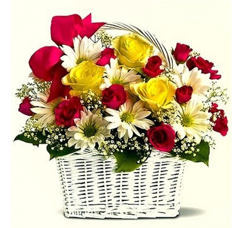 Basket Of Mixed Seasonal Flowers