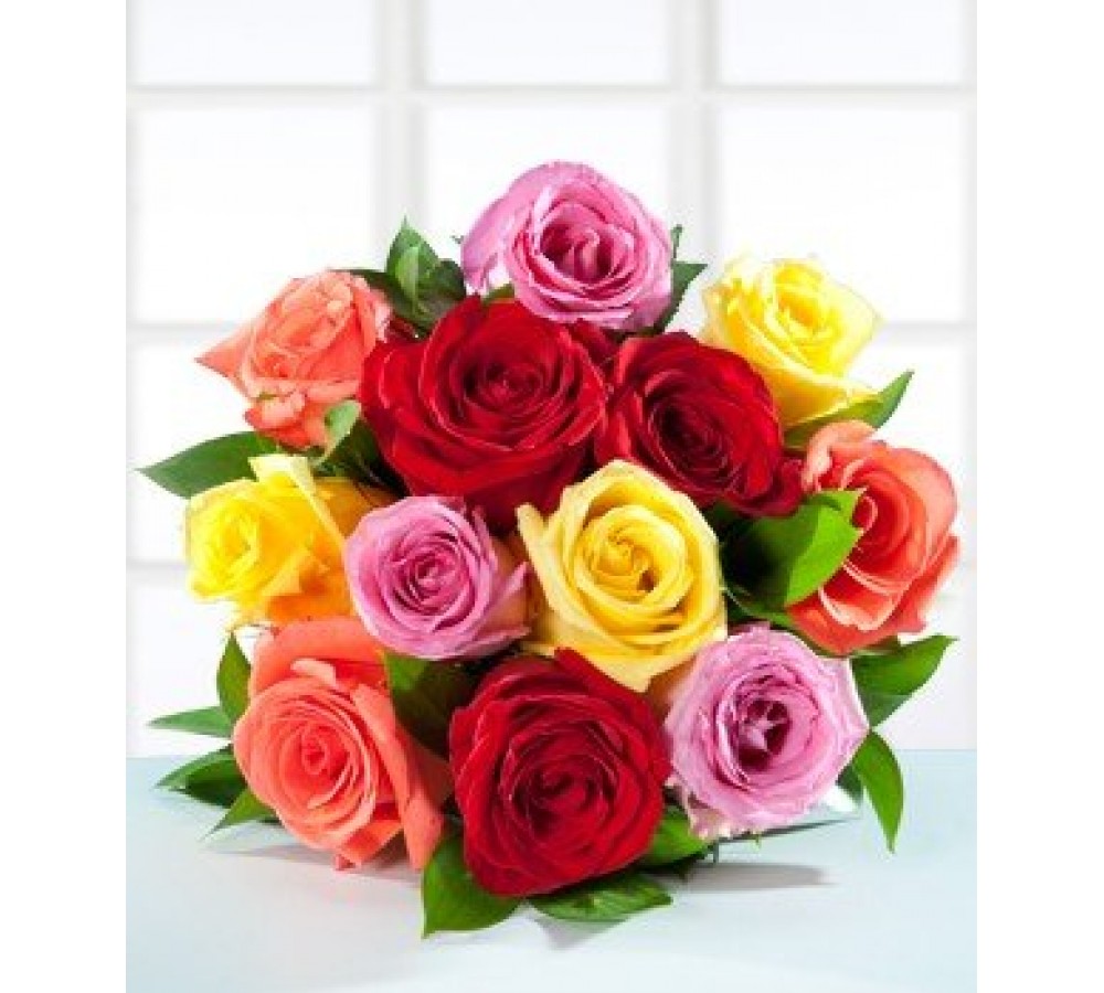 12 Colored Roses (Bouquet) 