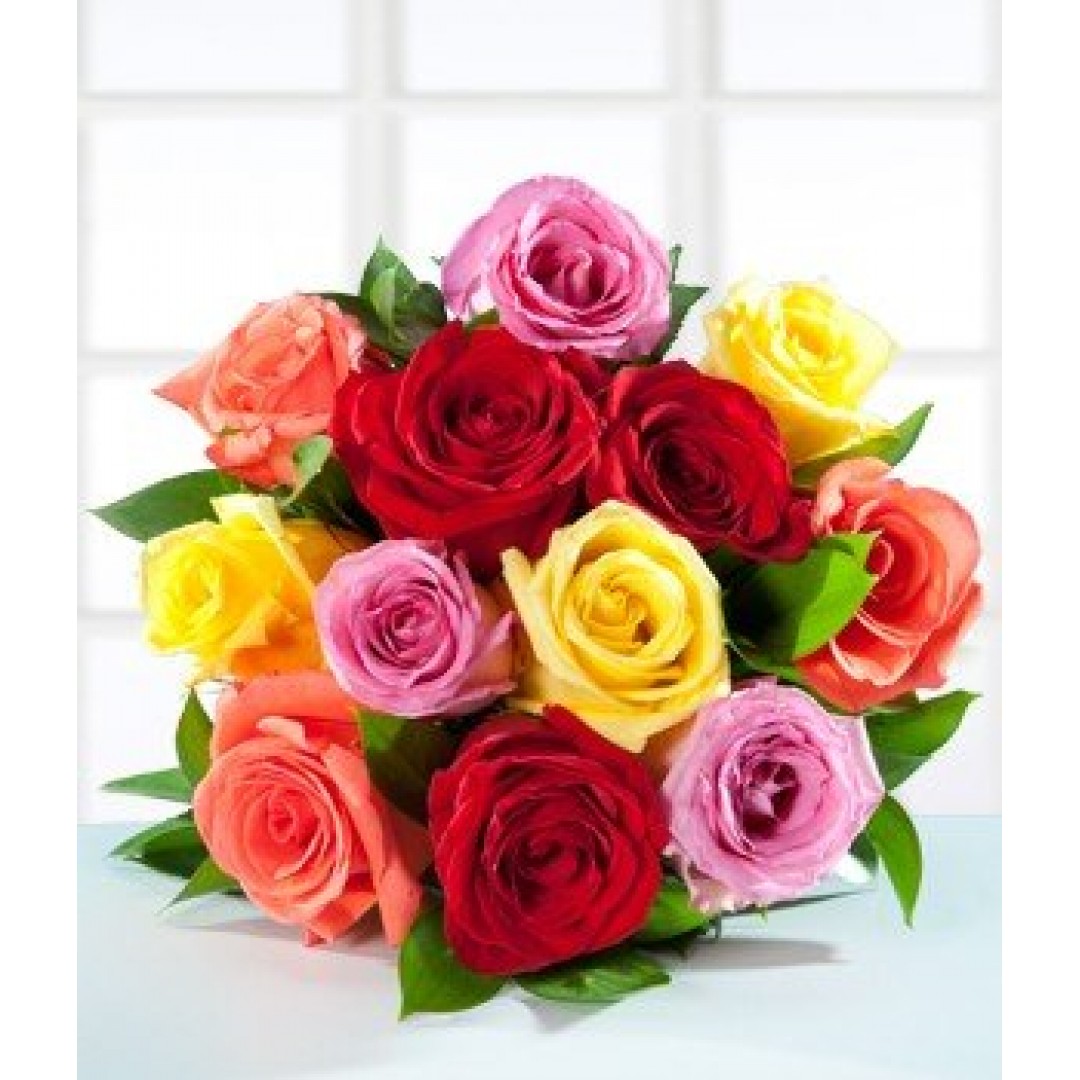 12 Colored Roses (Bouquet) 