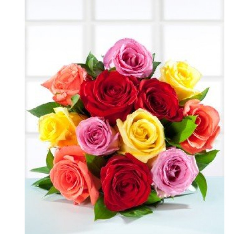 12 Colored Roses (Bouquet) 